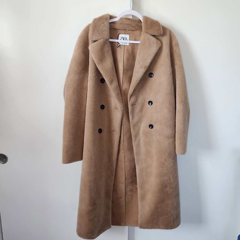 Zara Tan Fur Wrap Coat